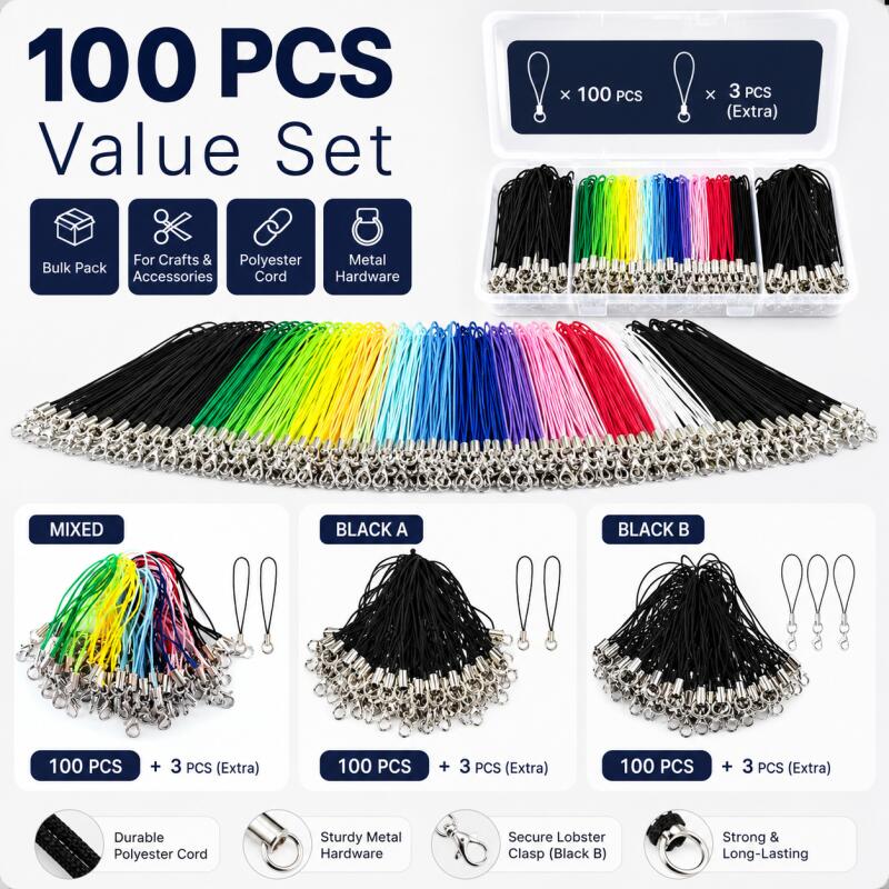 Phone Accessories Hanger - 100 pz. Cordini Lanyard con Moschettone,